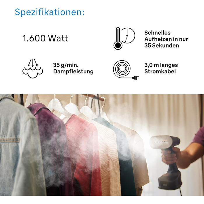 Паровий випрямляч Braun QuickStyle 7 GS7077BK, технологія Dual FreeGlide 3D, технологія FastSteam, відпарювач, пара 35 г / хв, рез