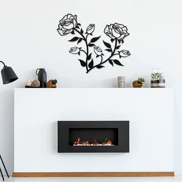 Великі квіти троянди настінні прикраси, 38 см високий чорний металевий художній орнамент настінний вішалка для домашньої спальні о