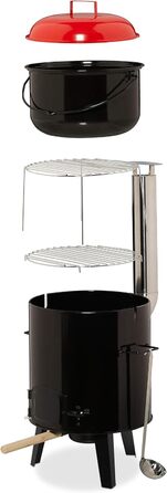 Казан для гуляшу, емальований, казан для гуляшу з кришкою, 14 літрів, з решіткою-гриль, для польової кухні на відкритому повітрі,