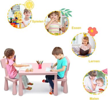 Набір дитячих сидінь з 3 предметів, набір дитячих меблів 2 стільці та 1 стіл, набір сидінь для дітей для письма, читання, ігор та