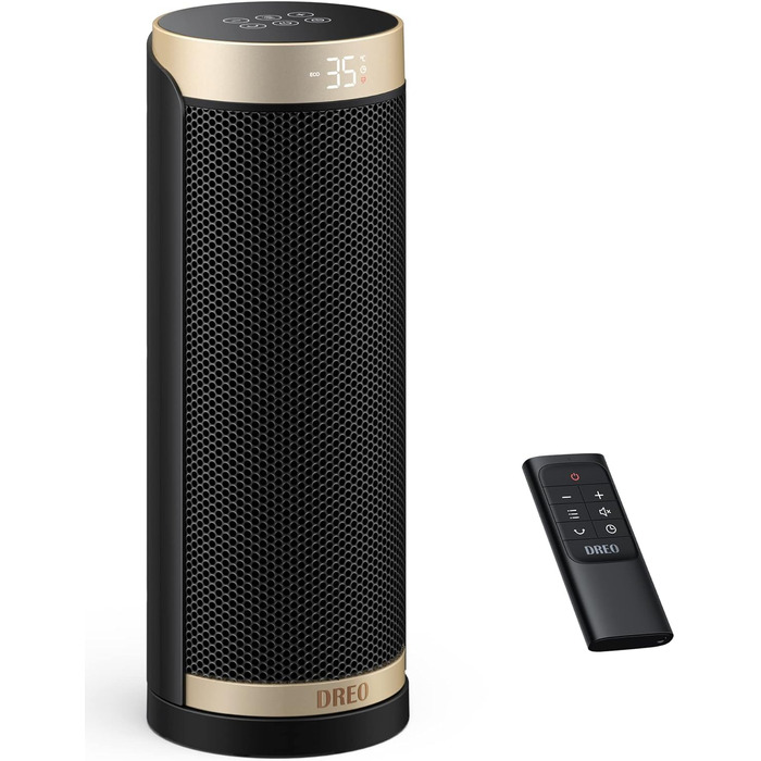 Енергозберігаючий вентилятор-обігрівач Dreo, керамічний PTC нагрівач, тихий, коливальний електричний обігрівач 70 з пультом дистанційного керування, 12-годинний таймер, 3 режими, 3 швидкості, захист від перегріву та перекидання, Solaris Slim H3 Standard G