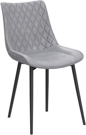 Обідні стільці WOLTU, Комплект з 2 шт. , Кухонні стільці, Стільці для вітальні, М&39які стільці зі спинкою, Для їдальні, Кухні, Вітальні, Офісу, Сидіння зі штучної шкіри, Металеві ніжки, Сірий BH210gr-2 Сіра штучна шкіра