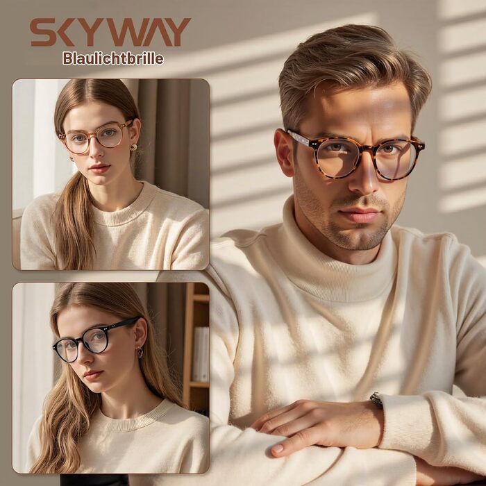 Окуляри з фільтром синього світла SKYWAY для жінок та чоловіків, ретро-круглі легкі комп'ютерні окуляри без діоптрій для геймінгу, з пружинними дужками, чорний/черепаховий/прозорий