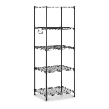 Металевий стелаж Royal Catering RCMR-1500P19T, вставний стелаж, побутовий стелаж, окремостоячий стелаж, 55x45x149,5 см, 150 кг, чорний