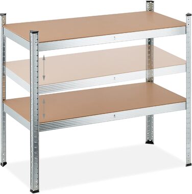 Полиця для зберігання Relaxdays для важких умов експлуатації, 5 ярусів, висота та ширина 180x100x50 см, вантажопідйомність 1250 кг, для підвалу, гаража, металева, срібляста