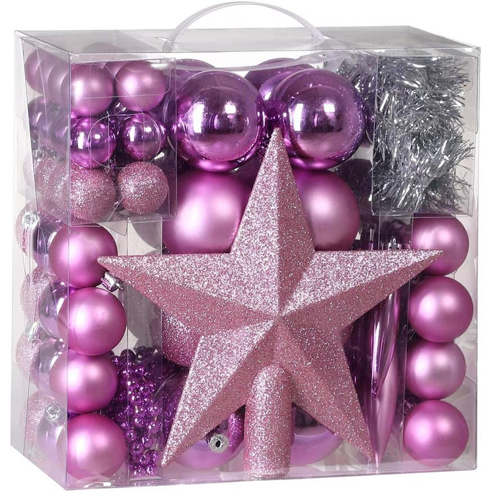 Різдвяні кульки 77 шт рожеві Deuba