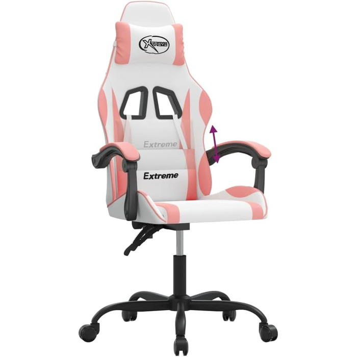 Геймерське крісло, офісне крісло, білий та рожевий, штучна шкіра