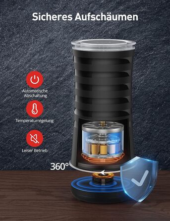 Піноутворювач для молока електричний 4-в-1 для гарячого та холодного молока Піна для гарячого та холодного молока, Тепле молоко, Н