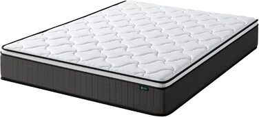 Матрац Zinus Tight Top Pocket Spring 140x200 см - Середня жорсткість - Перероблений наповнювач та комфортна піна високої щільності - Висота 25 см - Сертифіковано OEKO-TEX Білий 25 сантиметрів 140 x 200 см