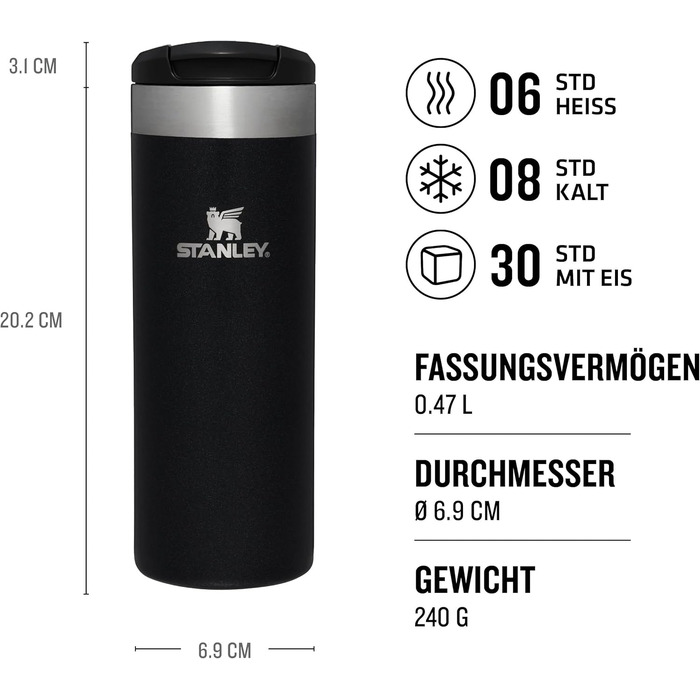 Термогорнятко STANLEY Aerolight Transit 0,47 л - Зберігає тепло протягом 6 годин - Можна мити в посудомийній машині - Термогорнятк