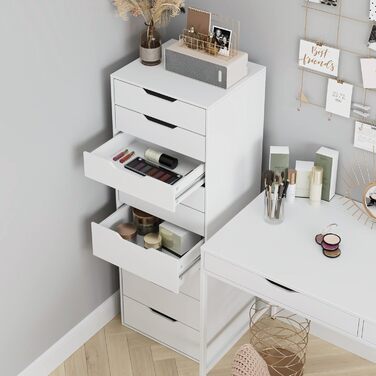 Білий комод з 9 шухлядами, вузький комод, високий комод для спальні, вітальні, офісу, коридору, 45 x 40 x 124 см