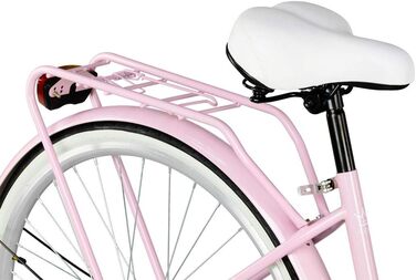 Дюймовий рожевий комфортний велосипед з однією швидкістю, кошиком та заднім багажником, голландський велосипед, жіночий велосипед, міський велосипед, ретро, вінтаж, 28-