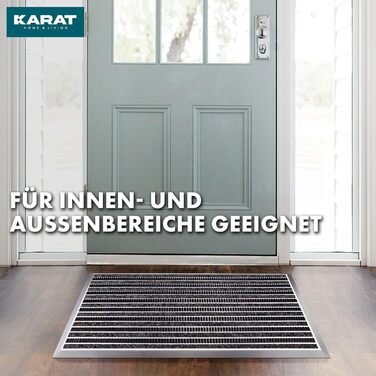 Килимок для дверей KARAT Spectral з алюмінієвою рамкою для використання всередині та зовні приміщень - стійкий до іржі та атмосферних впливів - килимок для передніх дверей - килимок для входу (текстильне волокно, ребристе/матове, 54 x 83 см)