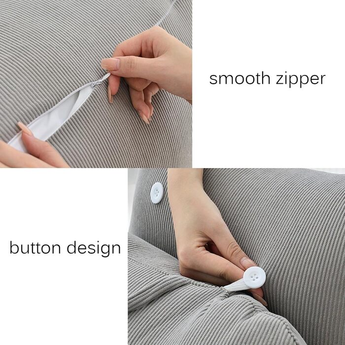 М&39яка подушка для шиї, подушка для читання, яку можна прати, подушка для спини для максимального комфорту та підтримки спини, суцільний світло-сірий дизайн (75 x 40 x 45 см) Світло-сірий 75x40x45 см