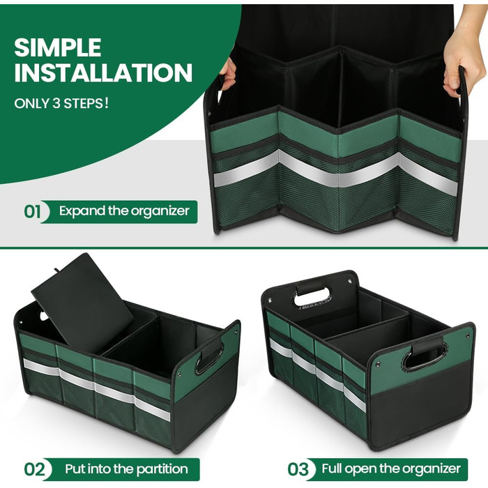 Організатор для багажника WINHUNT, автомобільний органайзер, посилені ручки, 50 л водонепроникний поліестер, автомобільні аксесуар