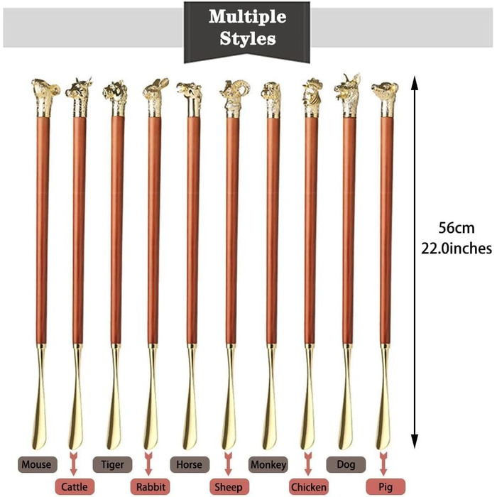 Ріжк для взуття з довгою ручкою, міцний ріжок для взуття, ріжк для взуття з довгою ручкою для людей похилого віку, ріжк для взуття з ручкою голови тварини, міцний підйомник для взуття з цинкового сплаву, легкий розкішний тримач для взуття миша золотисто-ч