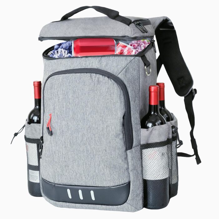 Рюкзак-холодильник для кемпінгу, місткість 24 літри, ізольований рюкзак для пікніка, водонепроникний рюкзак-холодильник, герметична портативна м&39яка сумка-холодильник для пляжу, подорожей, пікніка, сірий