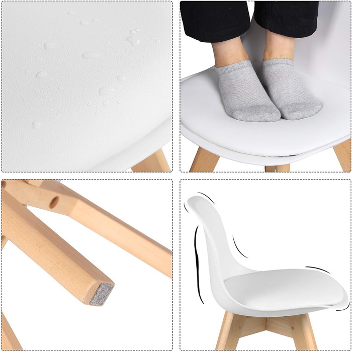 Набір з 2 дитячих стільців на дерев'яних ніжках, стілець для дітей, висота сидіння 33 см, міцні дитячі стільці зі спинкою для дитя