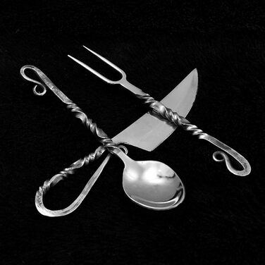 Середньовічний набір столових приборів, ковані вручну середньовічні столові прибори 4210