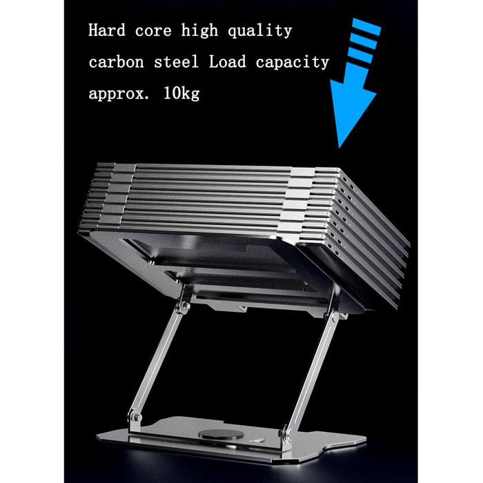 Підставка для ноутбука, металева, складана, портативна, з регульованим кутом нахилу та вентиляційними отворами, сумісна з ноутбуками до 17 дюймів