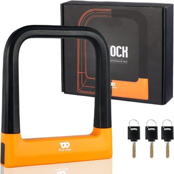 Велосипедний замок ICOCOPRO U-lock, U-подібний замок 18,7 мм, надміцний U-подібний замок високої безпеки, велосипедний замок з 3 ключами, U-подібні замки для гоночних велосипедів, гірських велосипедів, чорний