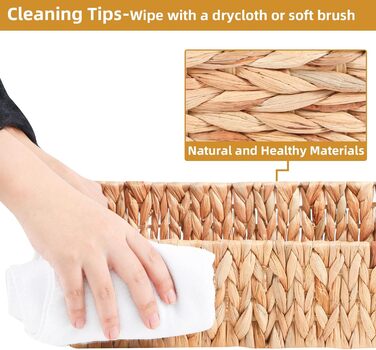 Кошики для зберігання, плетена коробка для зберігання з 2 предметів, плетений кошик для ванної кімнати, штабелювані кошики на полиці, кошик для зберігання для спальні, водяний гіацинт, 2 предмети, натуральний (водяний гіацинт)