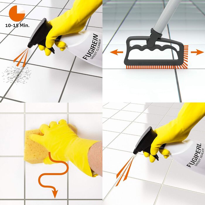 Щітка для швів сіра/помаранчева - щітка для чищення швів у ванних кімнатах, туалетах, кухнях - чищення настінної та підлогової пли