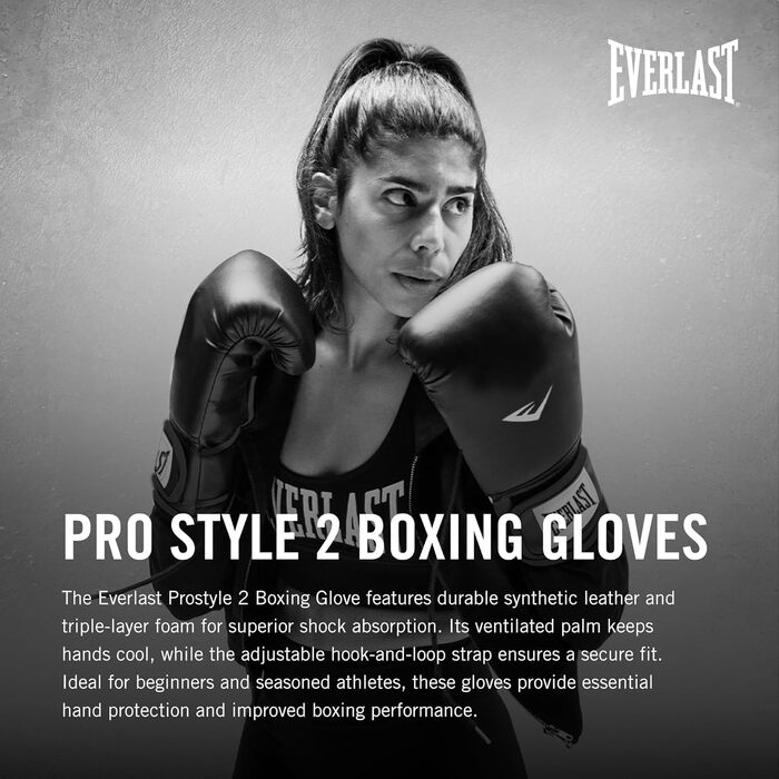 Боксерські рукавички Everlast Prostyle 2, боксерські рукавички для мішків, для роботи з рукавичками та фітнес-занять, система кріплення на липучці, шнур для захоплення, сітчаста долоня з половиною сітки та тришарова підкладка - автентичне спорядження Ever