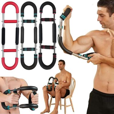 Регульований тренажер для рук Twister Arm, багатофункціональний U-подібний еспандер для домашнього використання з пружинною силовою штангою, для вправ на плечі, руки та груди, синьо-чорний