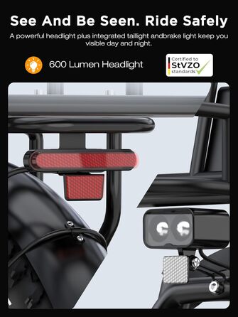 Електровелосипед HITWAY BK6S Plus з акумулятором 48 В 25 Аг та запасом ходу 90-200 км, міський електровелосипед з 20-дюймовими товстими шинами та подвійним кошиком для багажу, двигуном 250 Вт, 25 км/год, 7 швидкостей, чорний