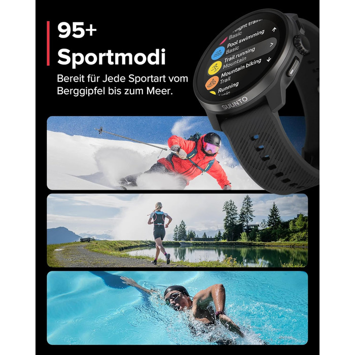 Біговий годинник SUUNTO Race S із сенсорним AMOLED-екраном, спортивним годинником з двочастотним GPS, керуванням заводною головкою та кнопками, відстеженням HRV та сну, планом тренувань на основі штучного інтелекту, безкоштовними офлайн-картами, водонепро