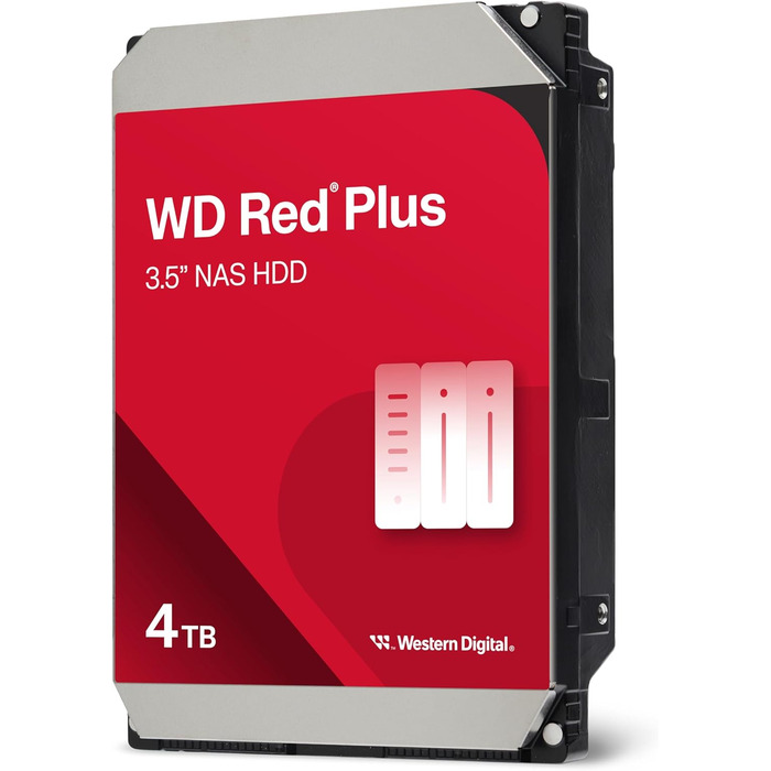 Внутрішній жорсткий диск WD Red Plus 4TB NAS, 3,5-дюймовий, 5400 об/хв, SATA 6 Гбіт/с, CMR, 256 МБ кешу, версія 2025, 4 ТБ