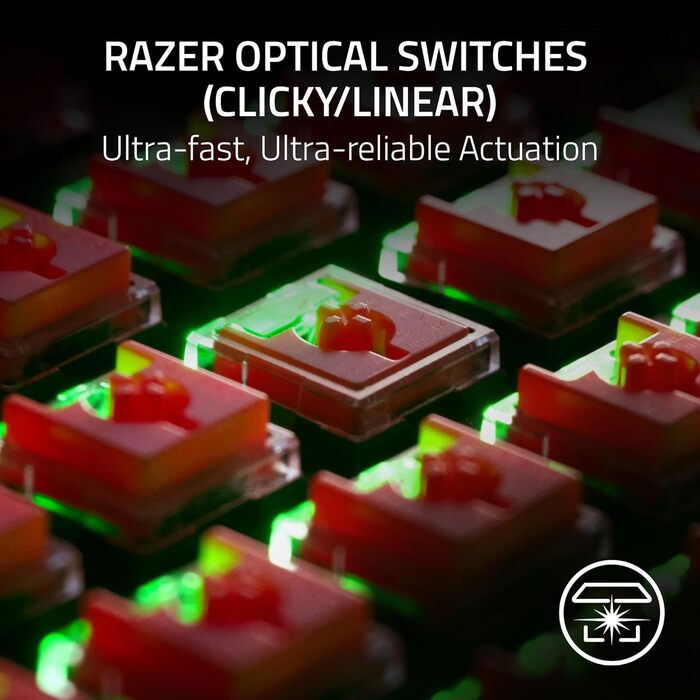 Бездротова оптична низькопрофільна ігрова клавіатура (лінійні оптичні перемикачі, гіпершвидкісний бездротовий зв'язок, Bluetooth 5