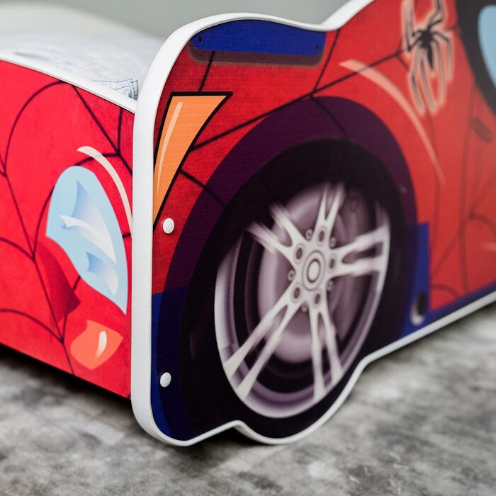 Дитяче ліжко-автомобіль Kids Collective, дитяче ліжко, юнацьке ліжко 70x140 80x160 із захистом від падіння Дитяче ігрове ліжко, дизайн гоночної машини Для дітей віком від 3 до 10 років, 80x160 см Матрац не входить до комплекту