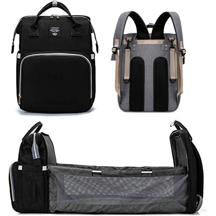 Портативна пеленальна сумка, 4 в 1 конвертована пеленальна сумка для немовлят, складна дитяче ліжечко на відкритому повітрі, сумка