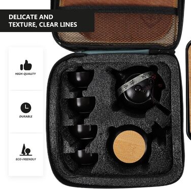 Абаодам Портативний Керамічний Набір для Чаювання Кунг-Фу з Чорним Чайником, Легкий у Догляді, Креативний Дизайн для Особистої Колекції або Сервірування Столу