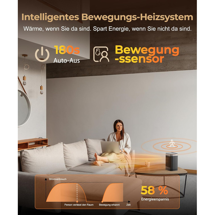 Енергозберігаючий електричний вентилятор-обігрівач з дистанційним керуванням, 2000 Вт, компактний, керамічний нагрівач PTC, тихий з 12-годинним таймером, 3 режими, захист від перегріву та перекидання, електричний обігрівач для спалень