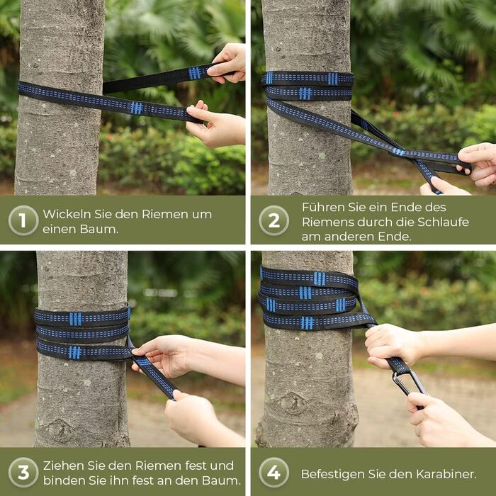 Ультралегкий гамак для подорожей Glymnis з підвісними тросами та сталевими карабінами, вантажопідйомність до 300 кг