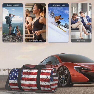 Спортивна сумка для подорожей, сумка на ніч, з принтом американського прапора, День Незалежності, 4 липня, чорна, універсальний розмір