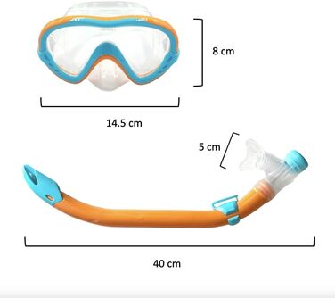 Дитячий набір для підводного плавання, силіконова маска для дайвінгу із захистом від протікання та запотівання, суха трубка, силіконовий матеріал, набір для підводного плавання для хлопчиків та дівчаток, &quotЗнайди свого Немо&quot - синій/помаранчевий