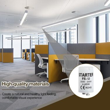 Універсальний стартер для люмінесцентних ламп, Longlife 220-240V, стартер для люмінесцентних ламп, люмінесцентна лампа, надійний і безпечний стартер, 6 Pack Starter Fluorescent Tubes 4-65 W