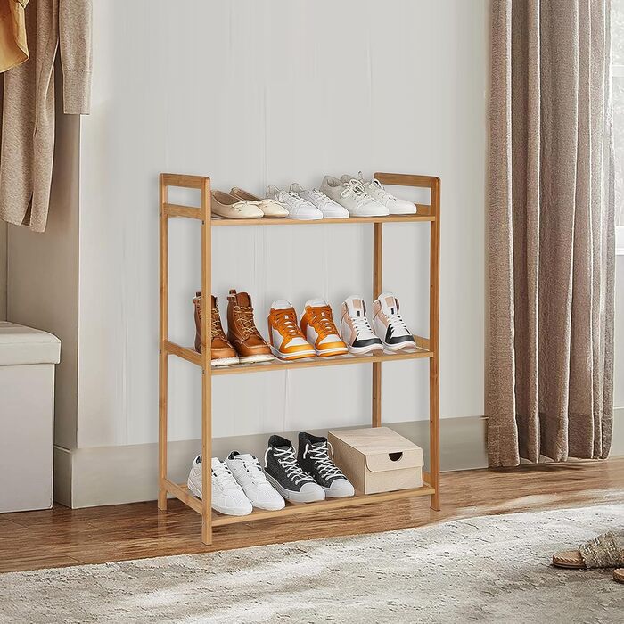 Полиця з 3 полицями, бамбукова полиця 51 x 25 x 71 см, полиця для зберігання з бамбука, як кухонна полиця, полиця для ванної кімнати, книжкова полиця, полиця для взуття, дерев&39яна полиця для ванної кімнати, кухні, вітальні, балкону