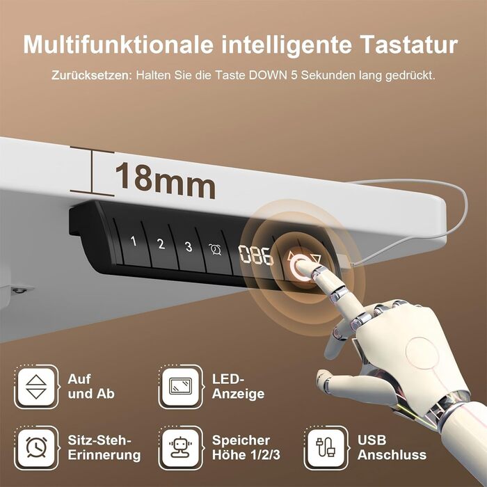 Стіл з регульованою висотою 160 x 80 см з кабельним лотком, Електрично регульований по висоті стіл для роботи стоячи з USB-портом, Комп&39ютерний стіл, Ергономічний стіл для роботи сидячи та стоячи, Офісний стіл, Білий 160 x 80 см