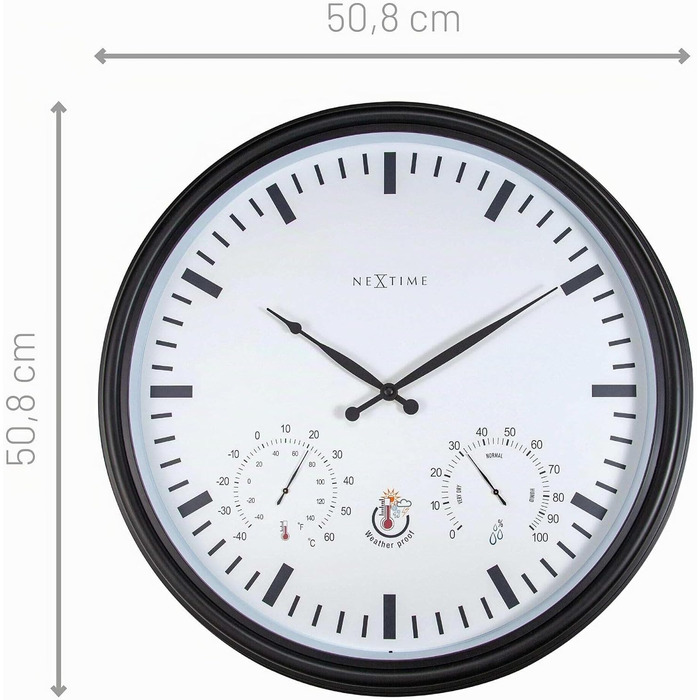Настінний годинник NeXtime 4306ZW, пластик, чорний, 50.8 см
