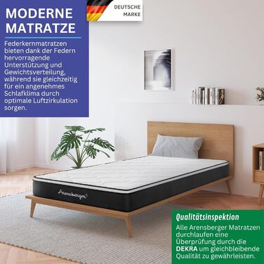 Матрац Arensberger Emilia 90x200 см Пружинний матрац з гелевою піною та інтегрованим топпером Ергономічна висота 23 см Рівень жорсткості H3/H4 Пружинний сердечник HR Pocket Spring 90x200 см, що згортається, точкова еластична стрічка 90 x 200 см