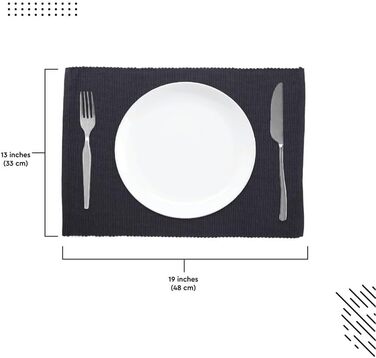 Ребристі бавовняні підстилки Encasa (набір з 6 шт. ) - однотонний сірий 48x33 см Понад 20 сучасних кольорів і тканих дизайнів. Тка