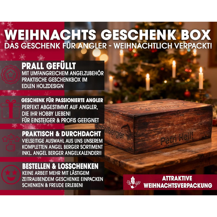 Різдвяна рибальська скринька Angel Berger, подарунок рибалки, різдвяна скринька Petri, подарунок на Різдво, різдвяна скринька 2