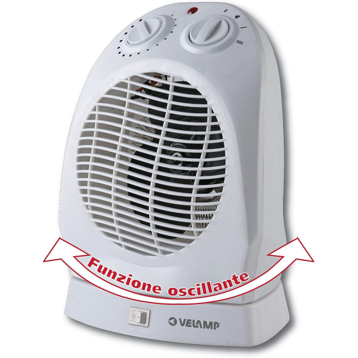 Фіксований вентилятор-обігрівач 2000 Вт, білий, з коливальною основою