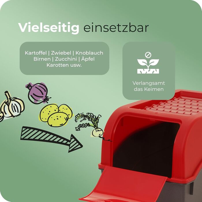 Ящик для зберігання картоплі Novaliv 2 середні 5 л ЧЕРВОНИЙ Ящик для картоплі Штабелюваний ящик для овочів, ящик для цибулі, кошик для картоплі, контейнер для фруктів, ящик для картоплі, контейнер для зберігання цибулі, контейнер для зберігання продуктів,