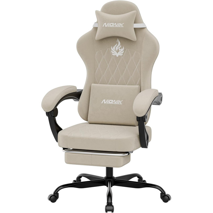 Геймерське крісло початкового рівня, ергономічне комп&39ютерне крісло з регульованою висотою та спинкою, просте ігрове крісло для дітей, підлітків та дорослих для кімнат та офісів, бежеве